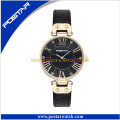 Homens Mulheres Aço Inoxidável Quartz Watch Genuine Leather Band Watch